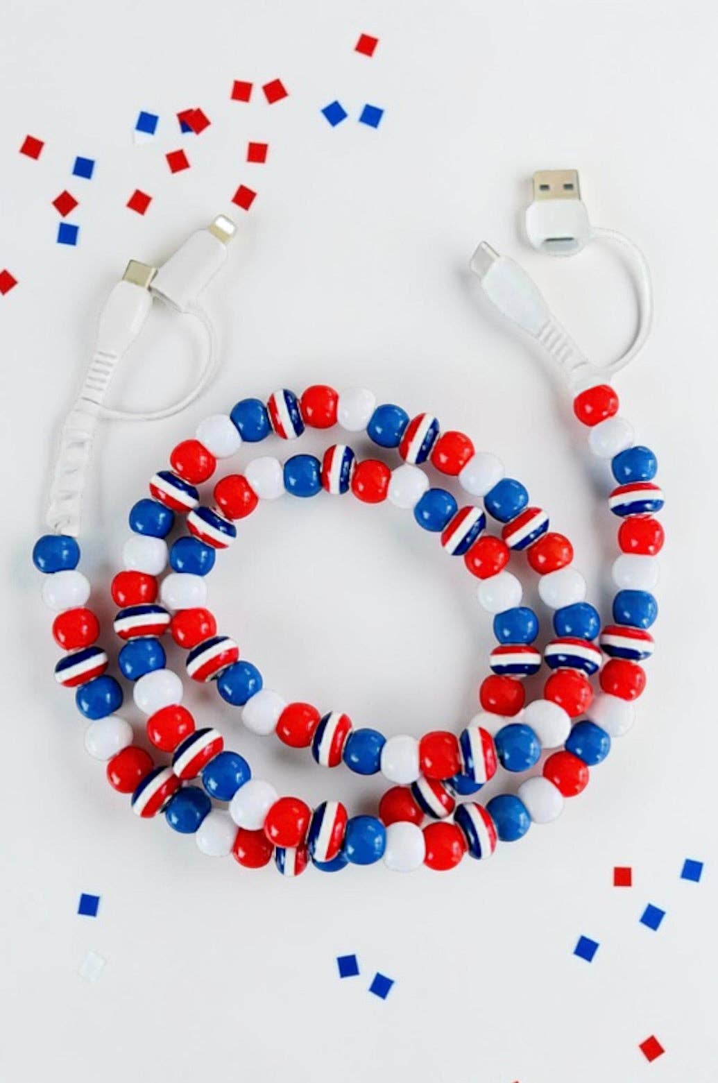 Updated Red White and Blue Beaded Charger