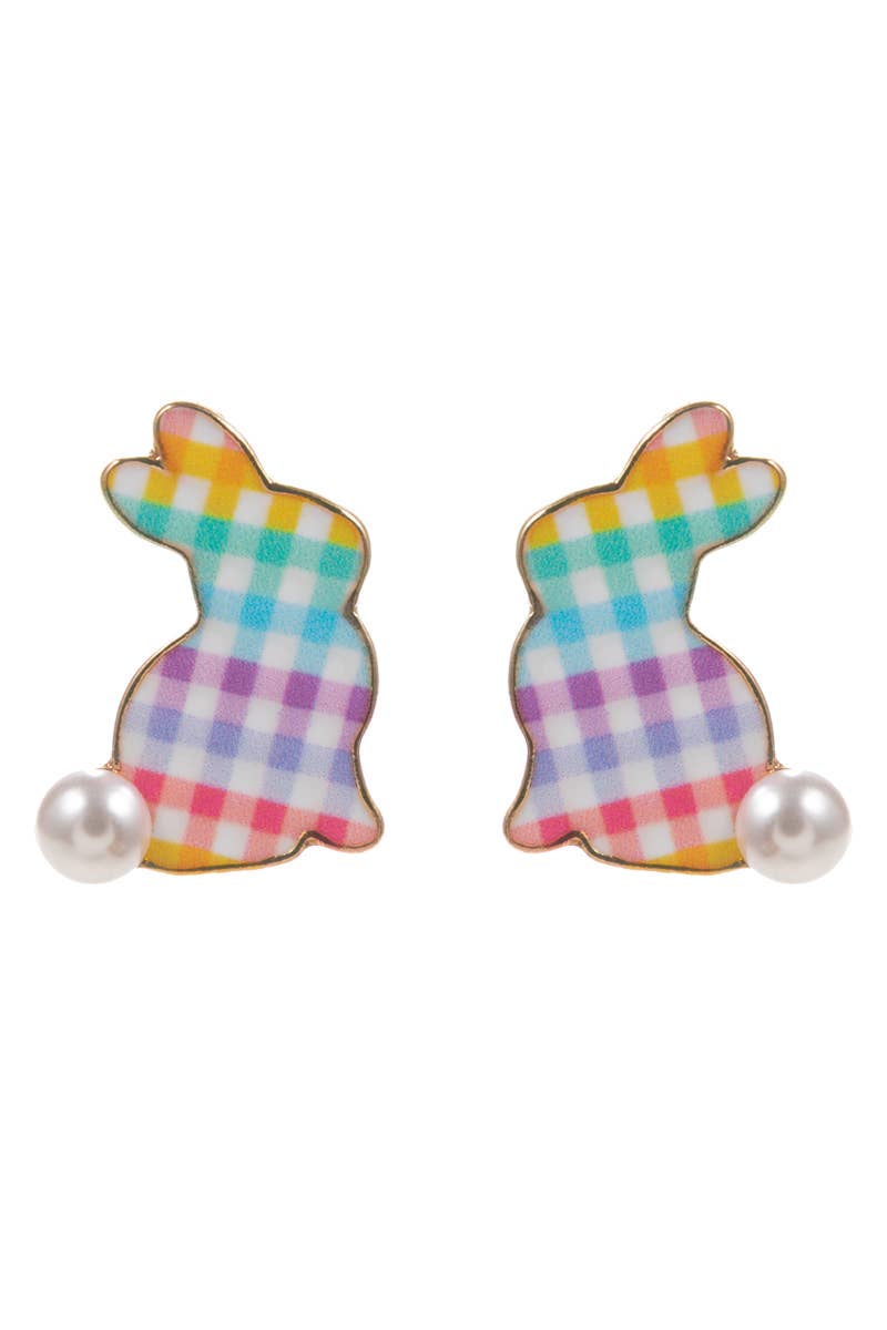 Easter Bunny Enamel Pattern Titanium Post Earrings