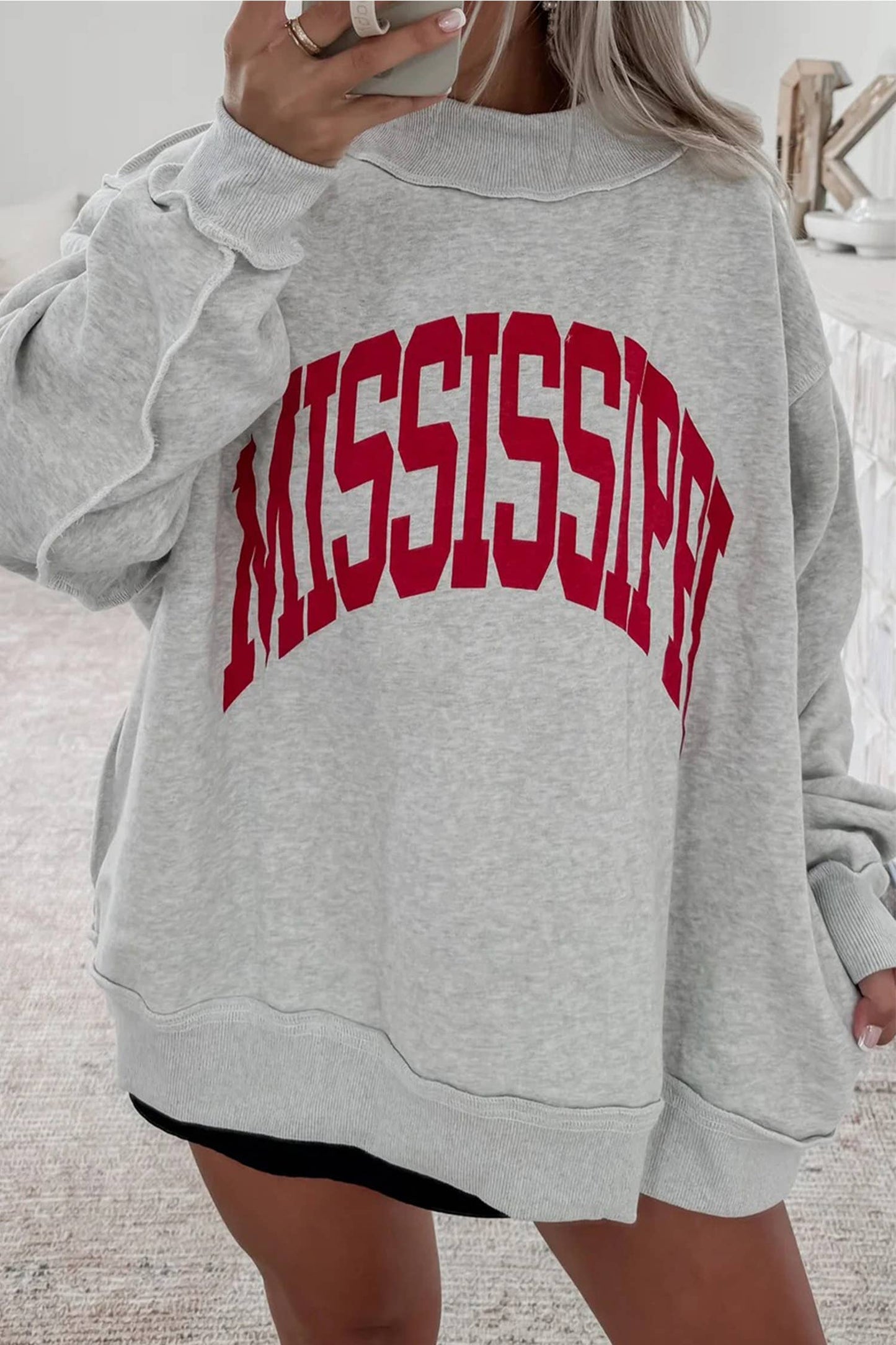 MS Reversible Printed Mock Neck Sweatshirt | S-XL