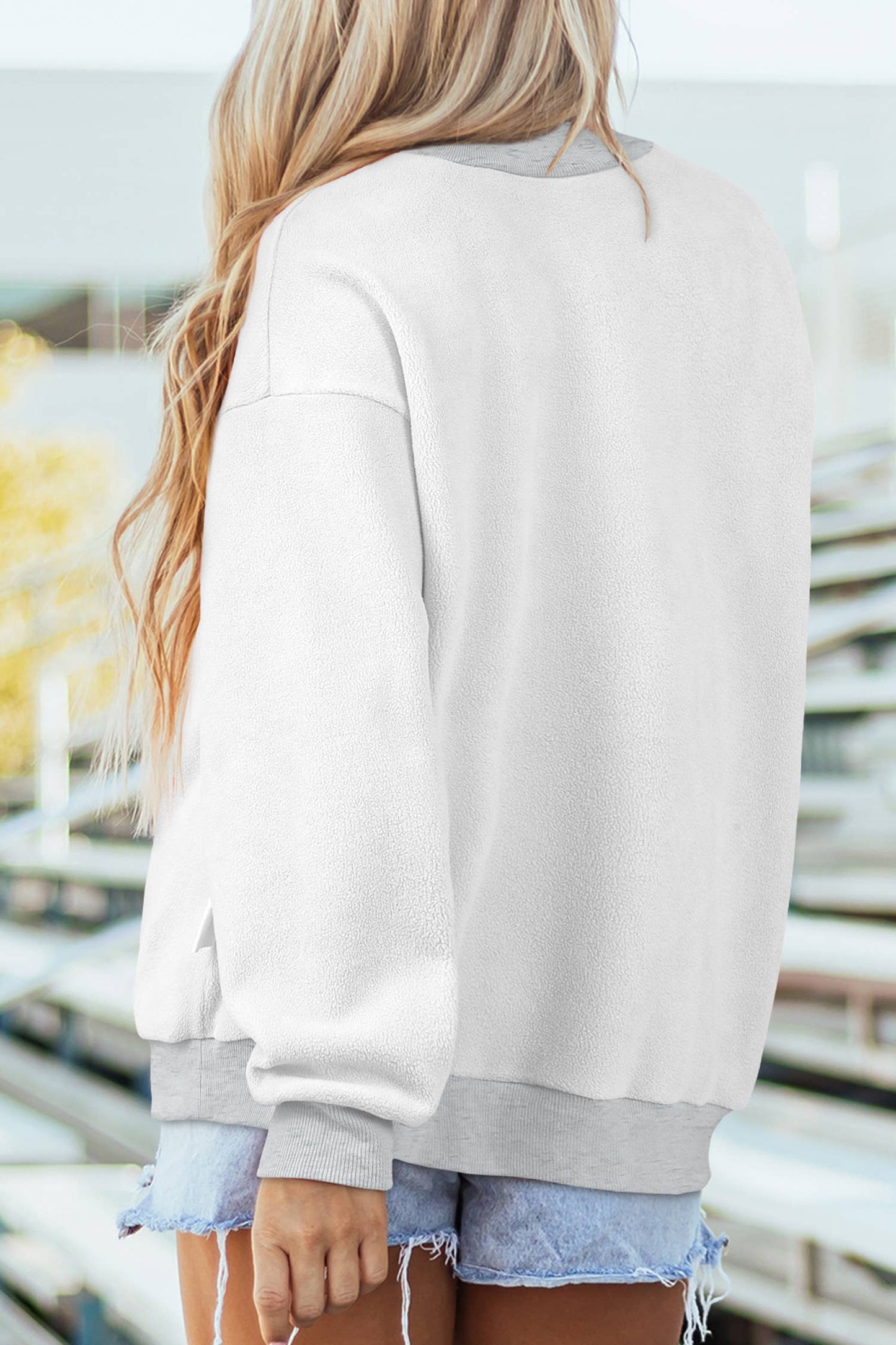 MISSISSIPPI Letter Reversible 2 Sides Mock Neck Sweatshirt