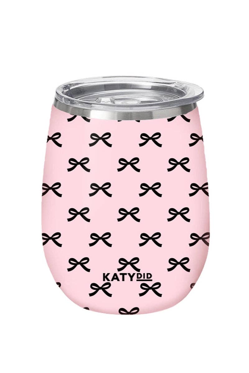 Preorder -Black & Pink Mini Bows Insulated Wine Tumbler