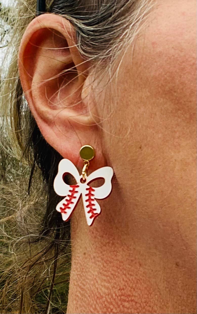 BASEBALL BOW SPORTS EARRINGS