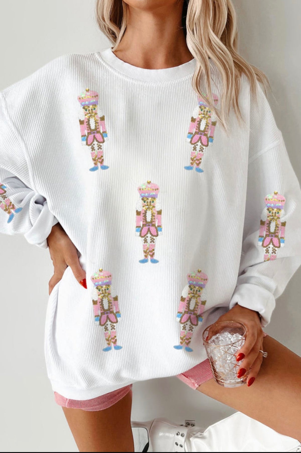 White Sequin Nutcracker sweatshirt
