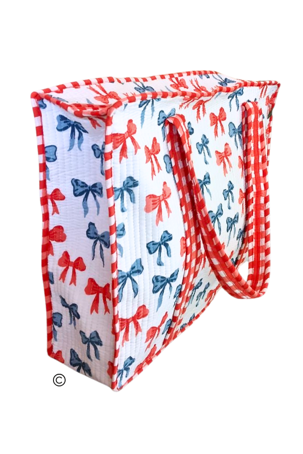 Americana Red and Blue Bow Tote Bag