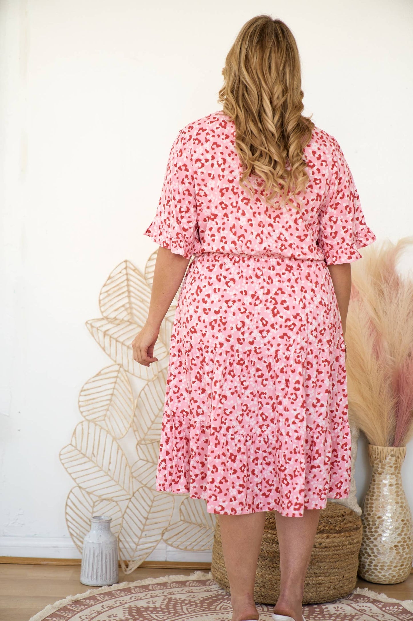 Spotty animal printed woven midi dress-PID8267B