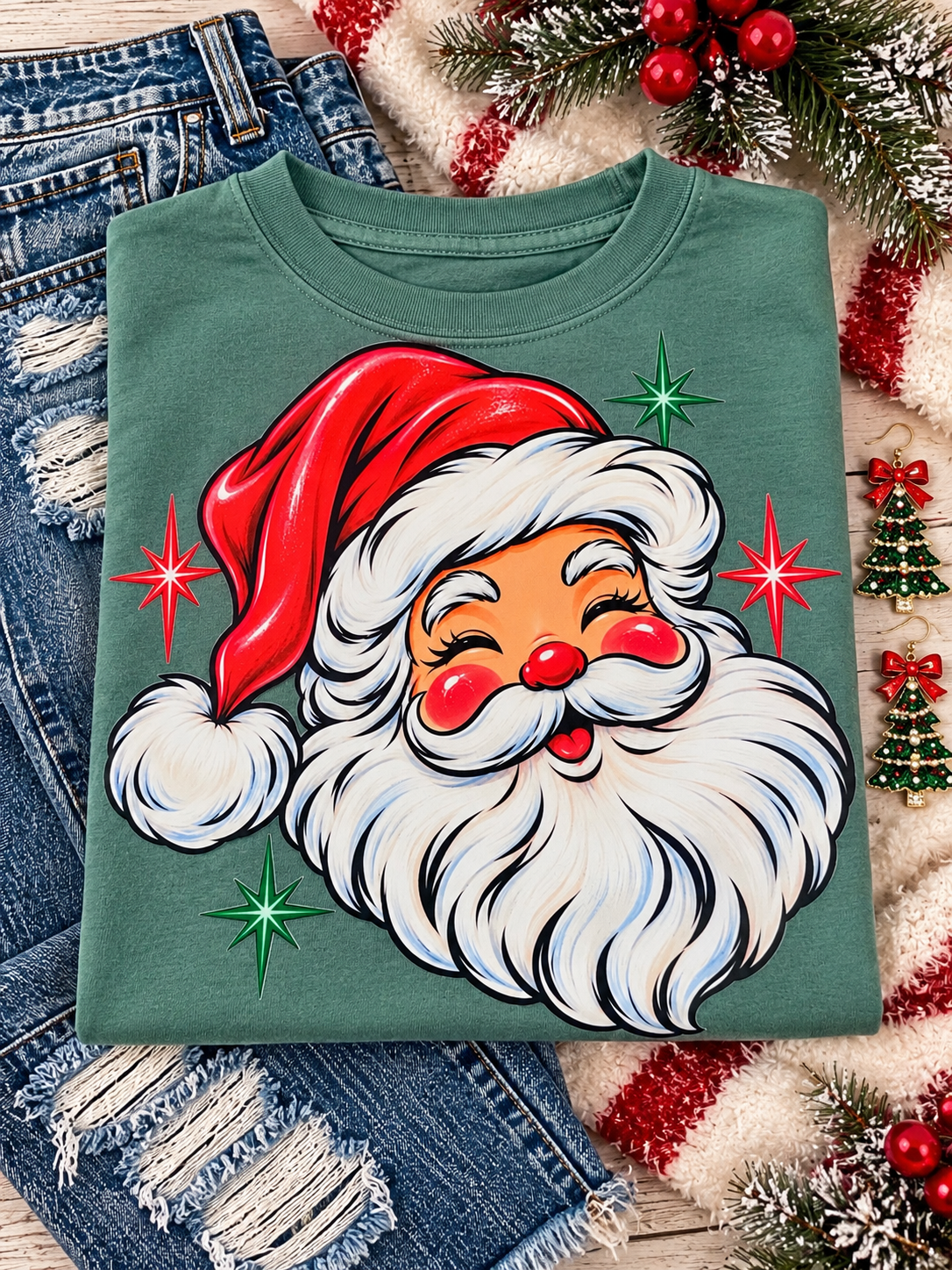 Red cheek Santa Tee