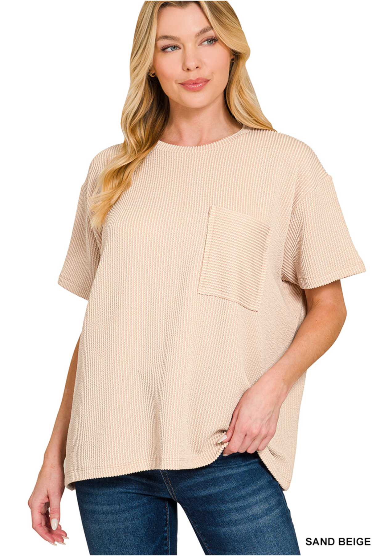 Rib Short sleeve pocket Tee