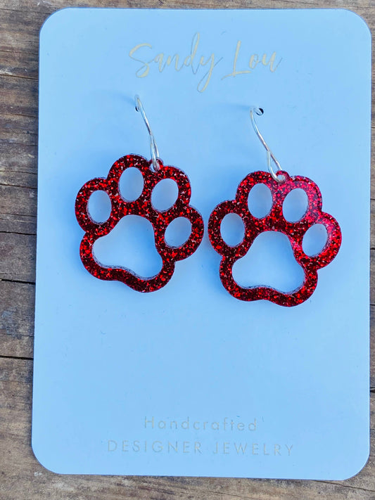 1” Team Spirit Paw Earrings