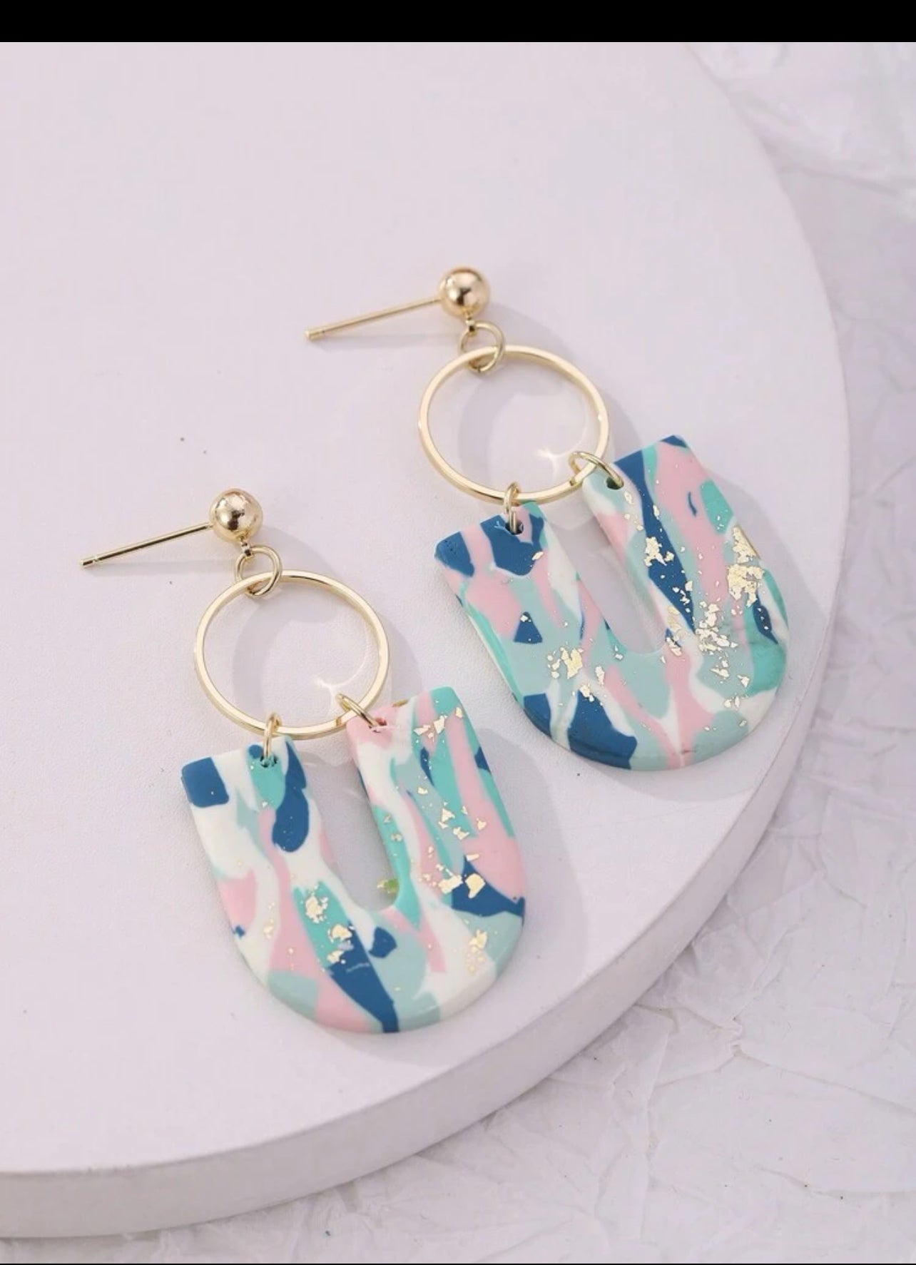 Pink and Blue Clay earrings