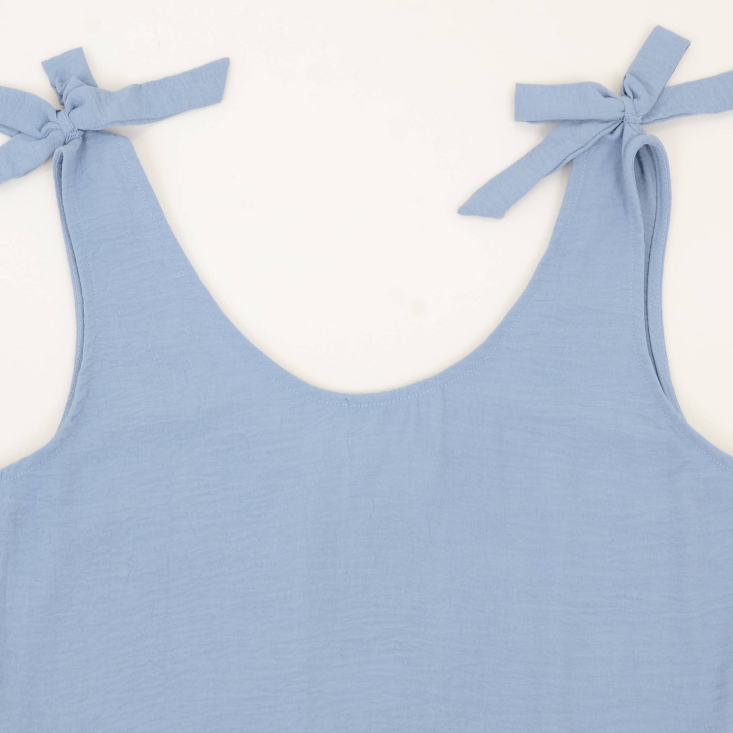Sleeveless Peplum Tank Top with Tie Shoulder Straps