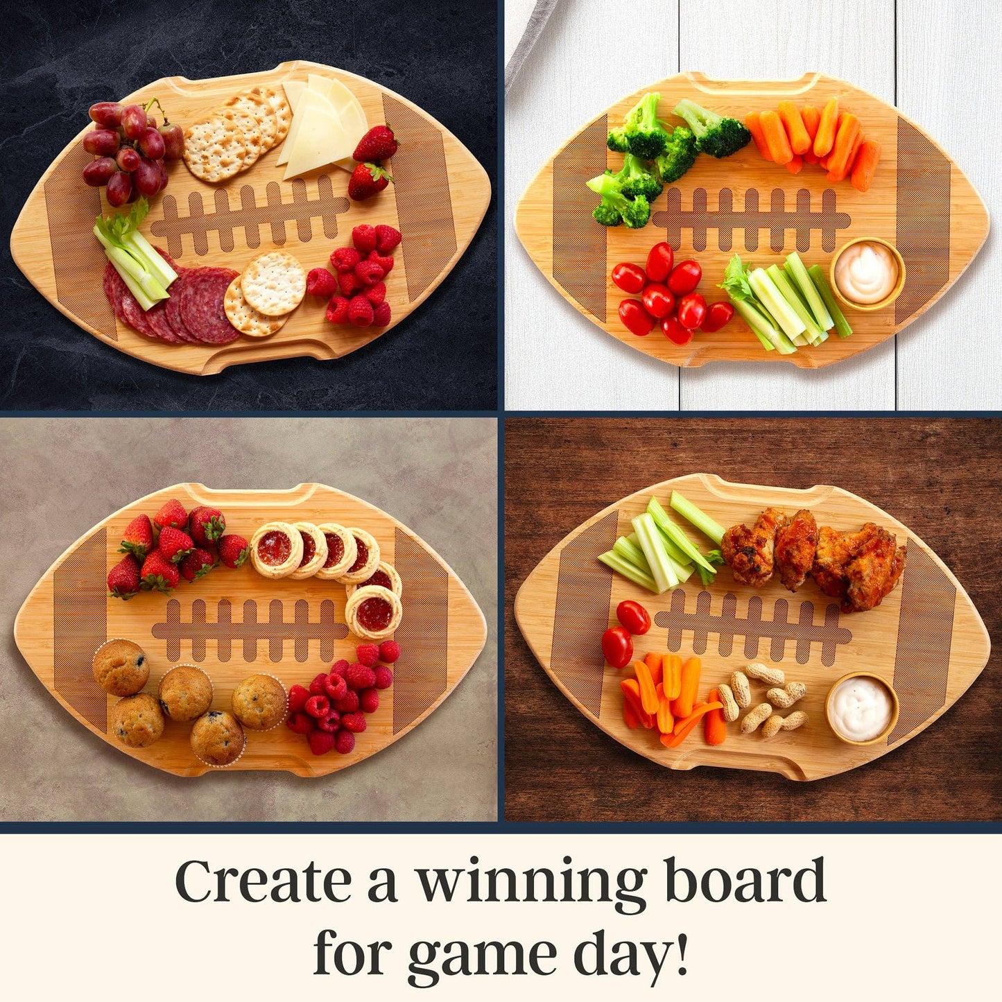 Flip, Serve & Store® Football Charcuterie Board with Lid