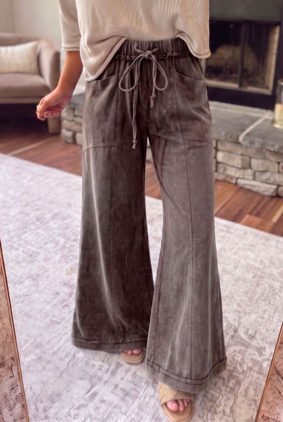 (Multi colors ) washed flare leg bottoms