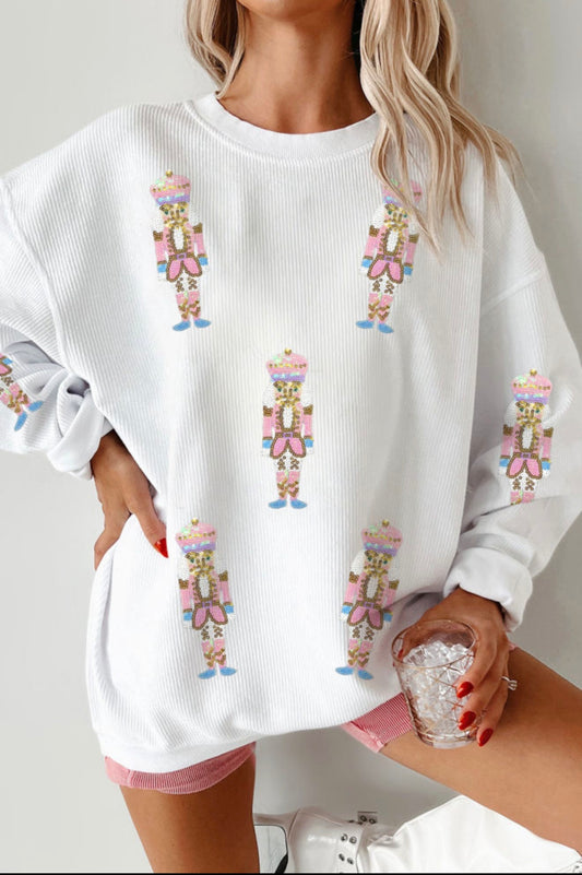 White Sequin  Nutcracker sweatshirt