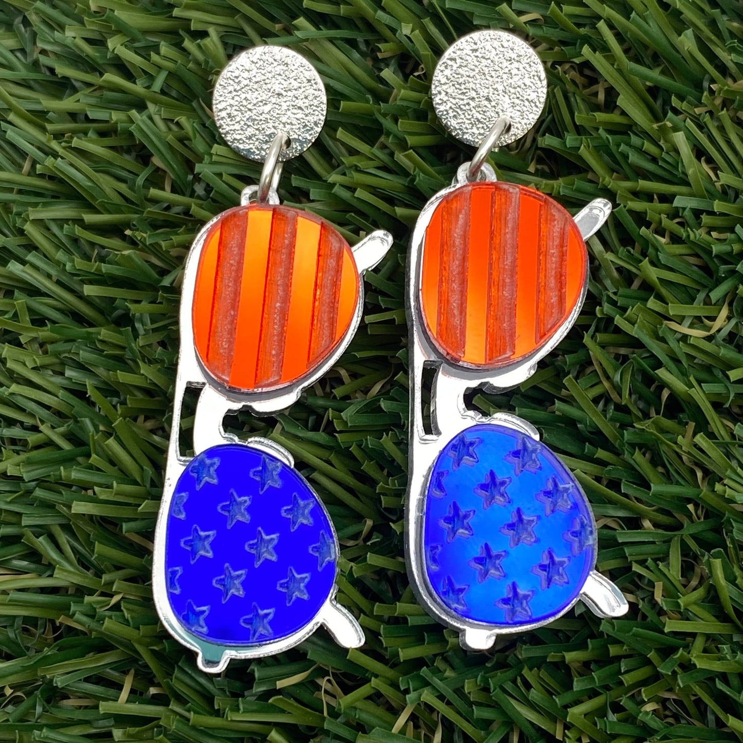 PATRIOTIC AMERICAN AVIATOR SUNGLASS MIRROR EARRINGS