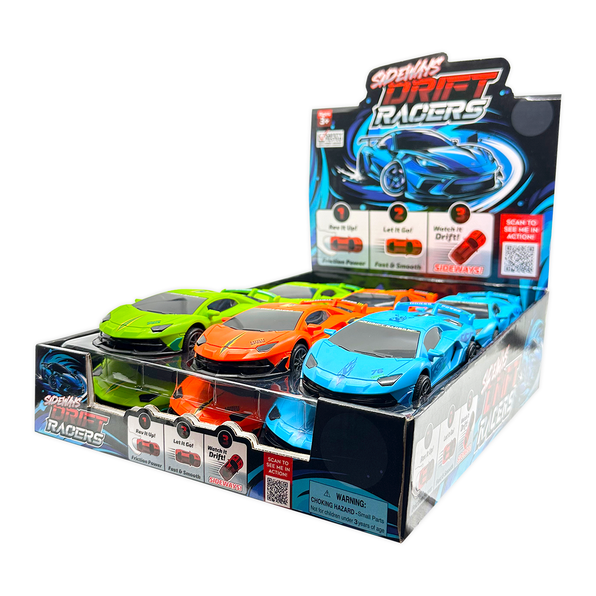 Sideways Drift Racers Friction Car Assortment - 12/Display
