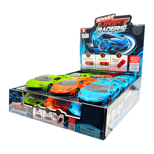 Sideways Drift Racers Friction Car Assortment - 12/Display