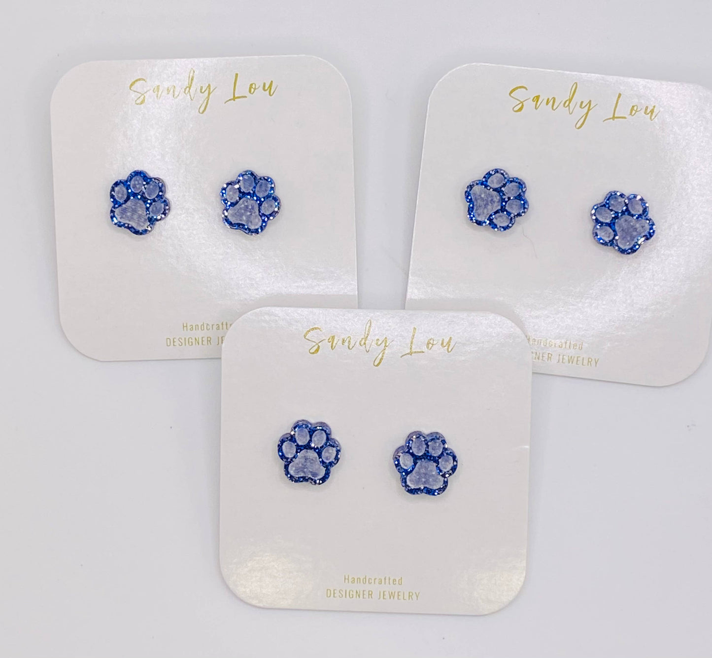 Game Day Glitter Acrylic School Spirit Paw Studs