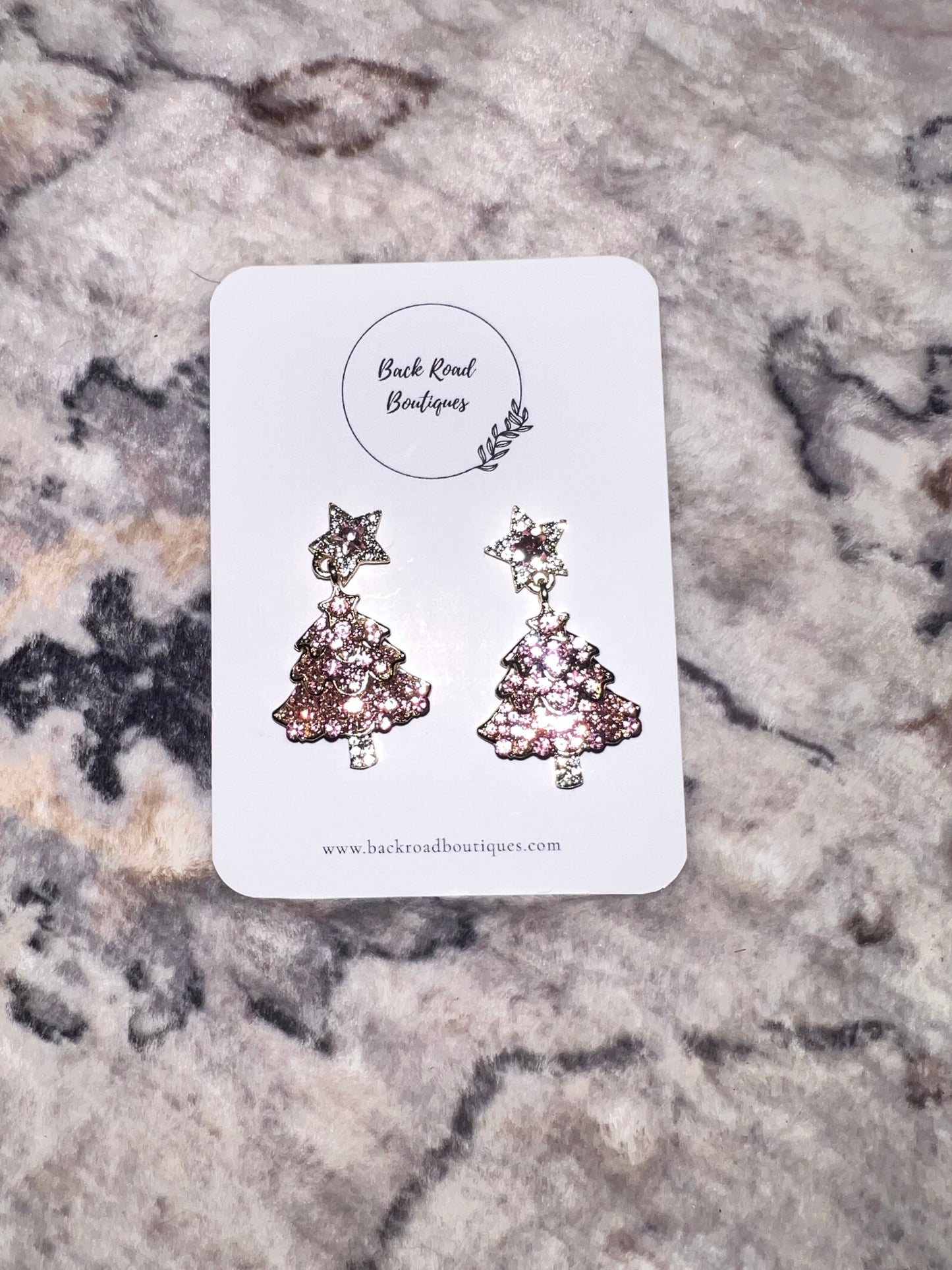 Pink diamond tree earrings