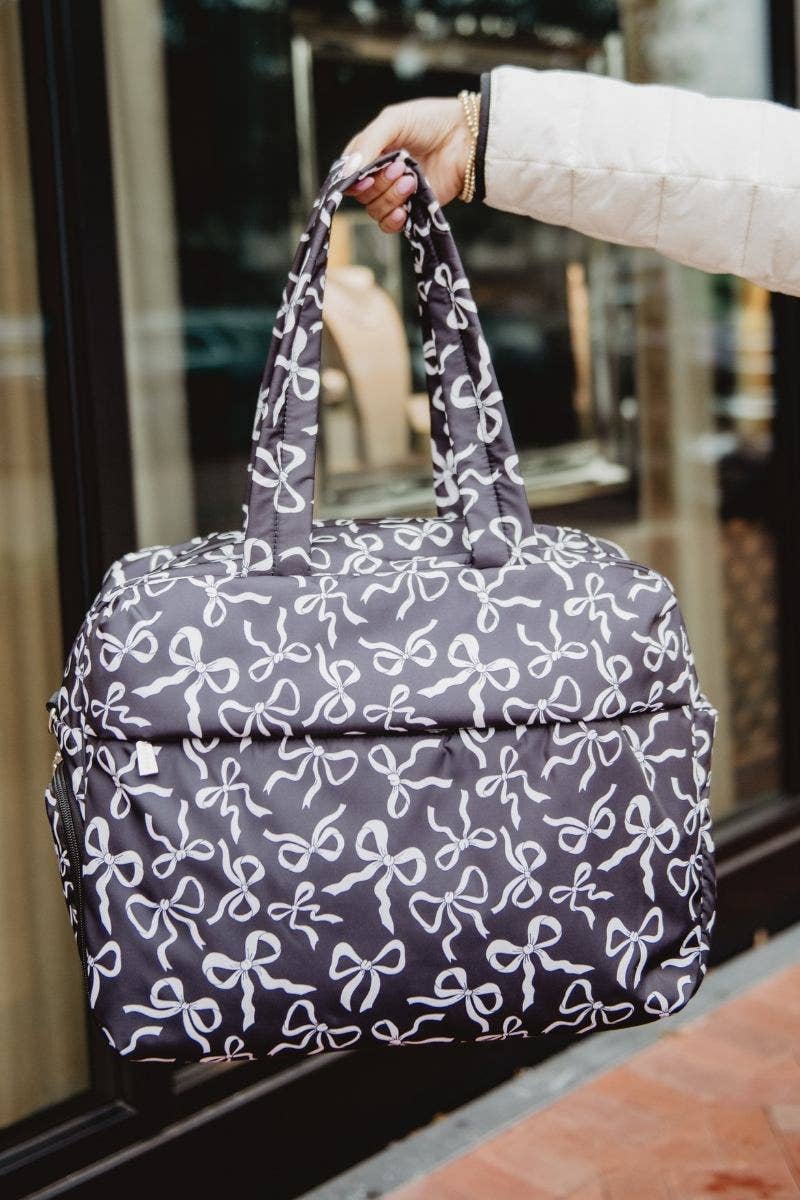 Black & White Bows All Over Weekender Bag