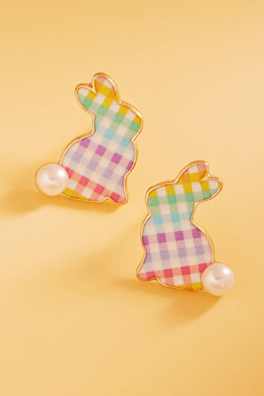 Easter Bunny Enamel Pattern Titanium Post Earrings