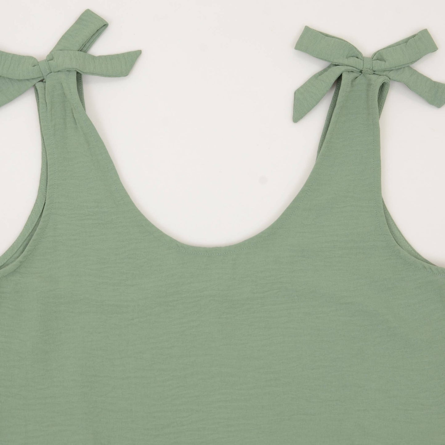 Sleeveless Peplum Tank Top with Tie Shoulder Straps