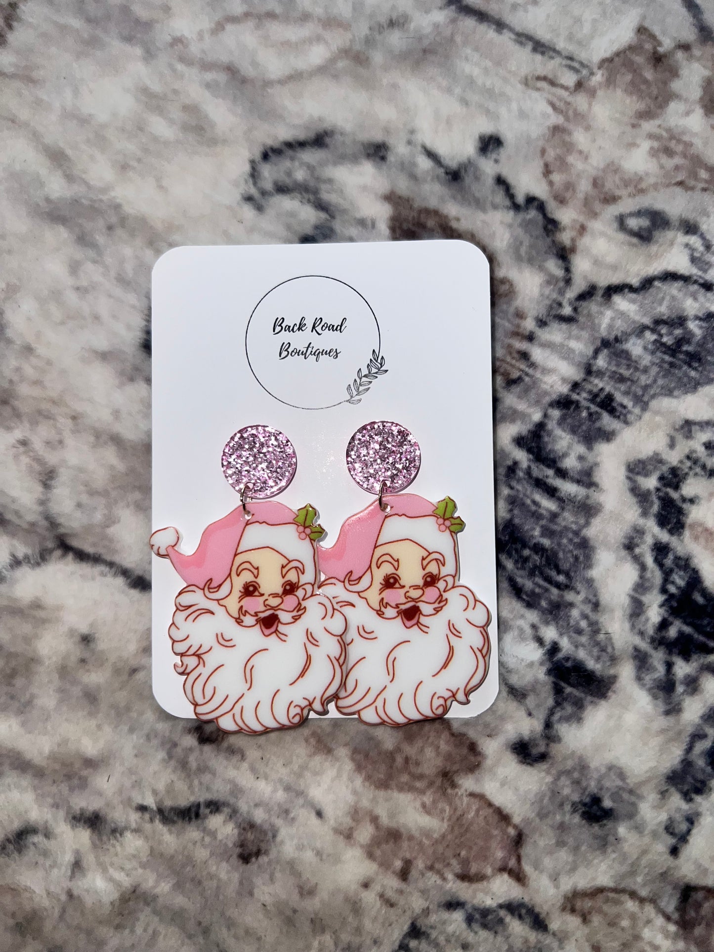 Pink Santa earrings