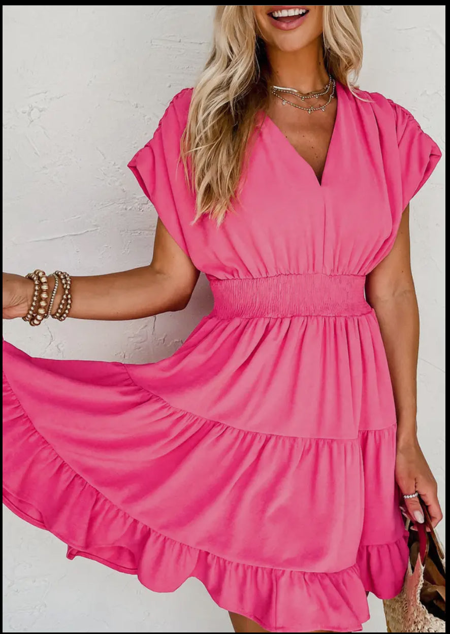 V-neck ruffle dress