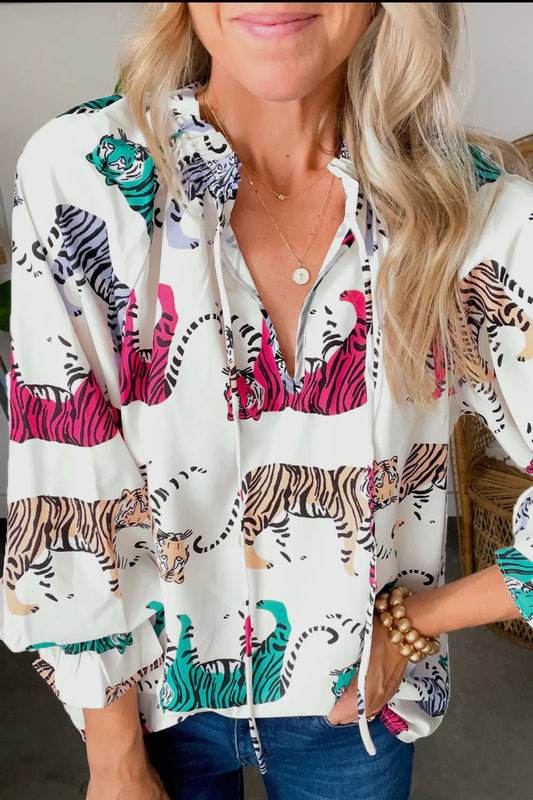 Leopard Sleeve Blouse