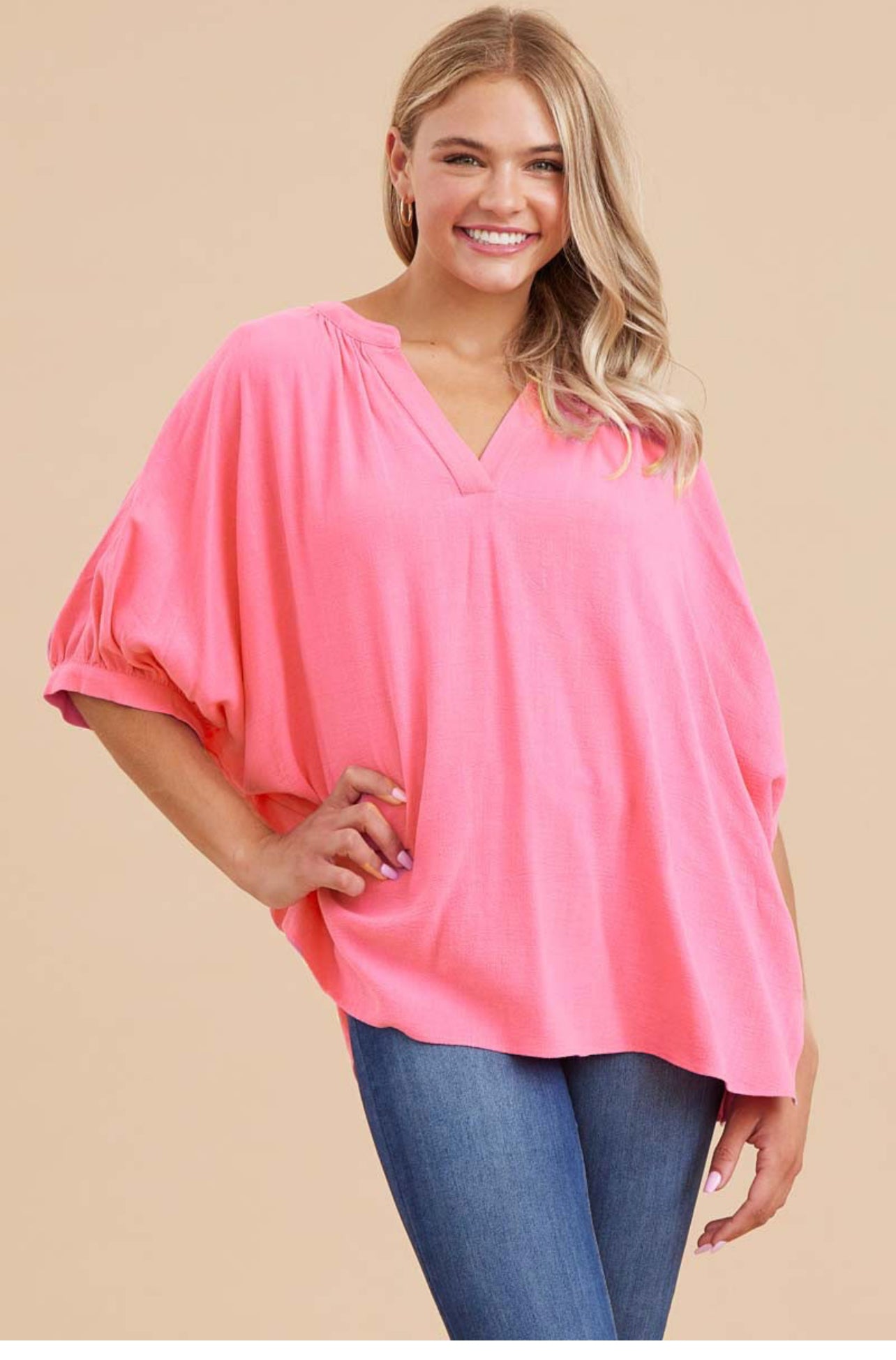 Pink Dolman sleeves Top