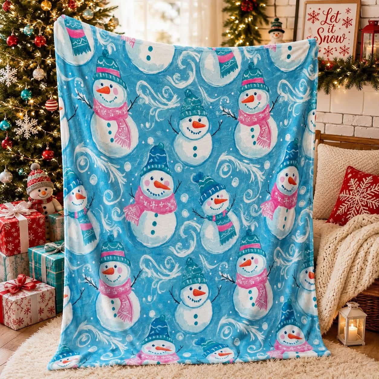 50x60 Fleece snowman blanket