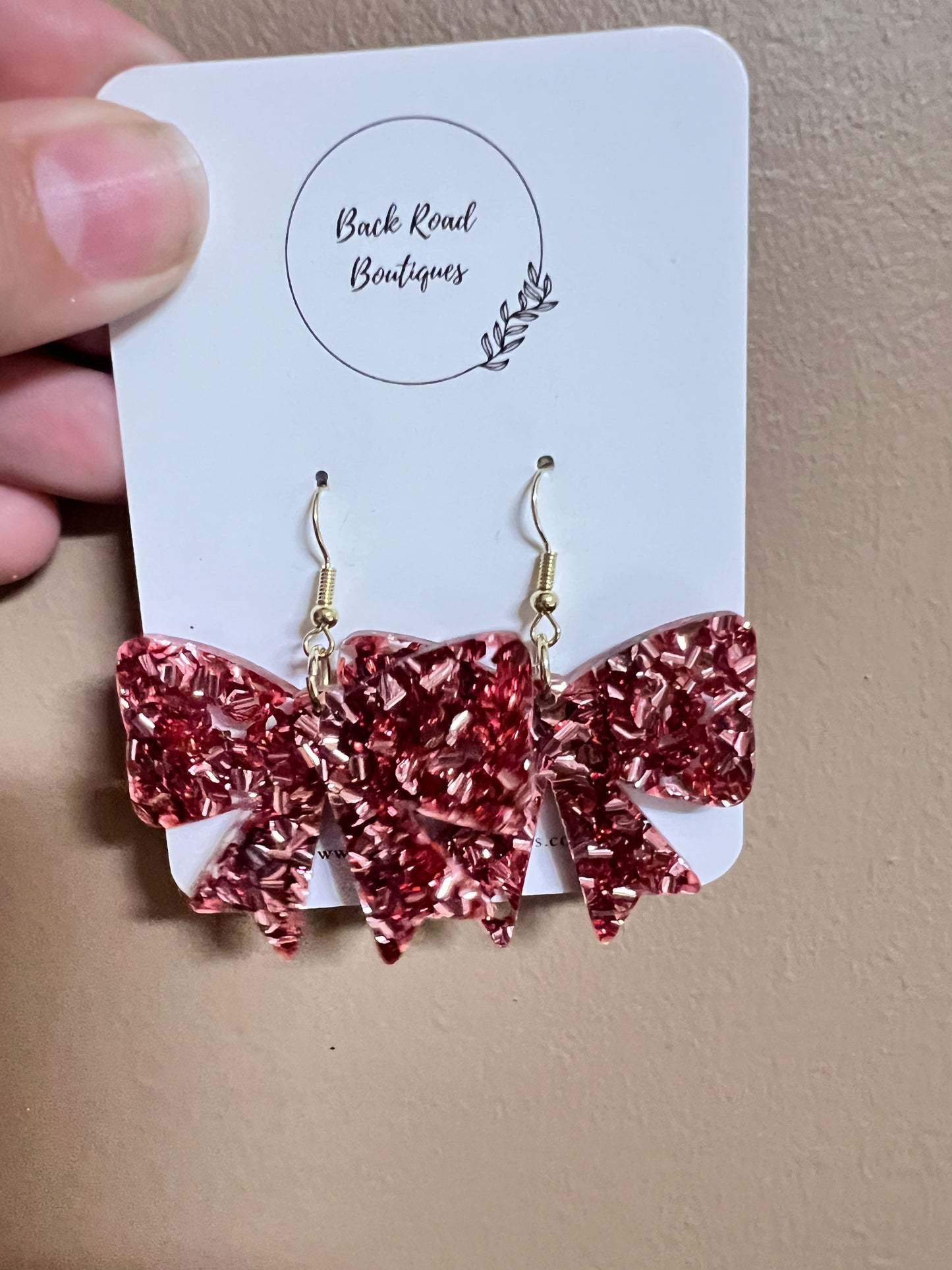 Pink Bow Earrings