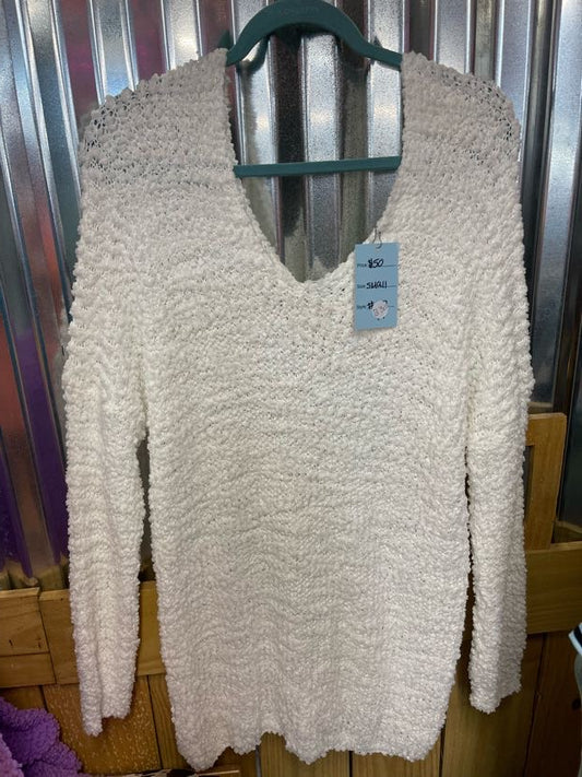 White Popcorn Sweater