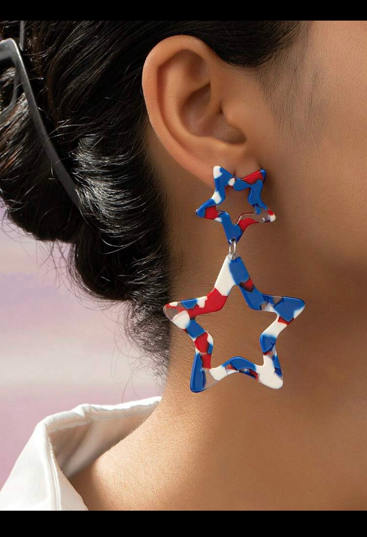 Red White and bue earrings