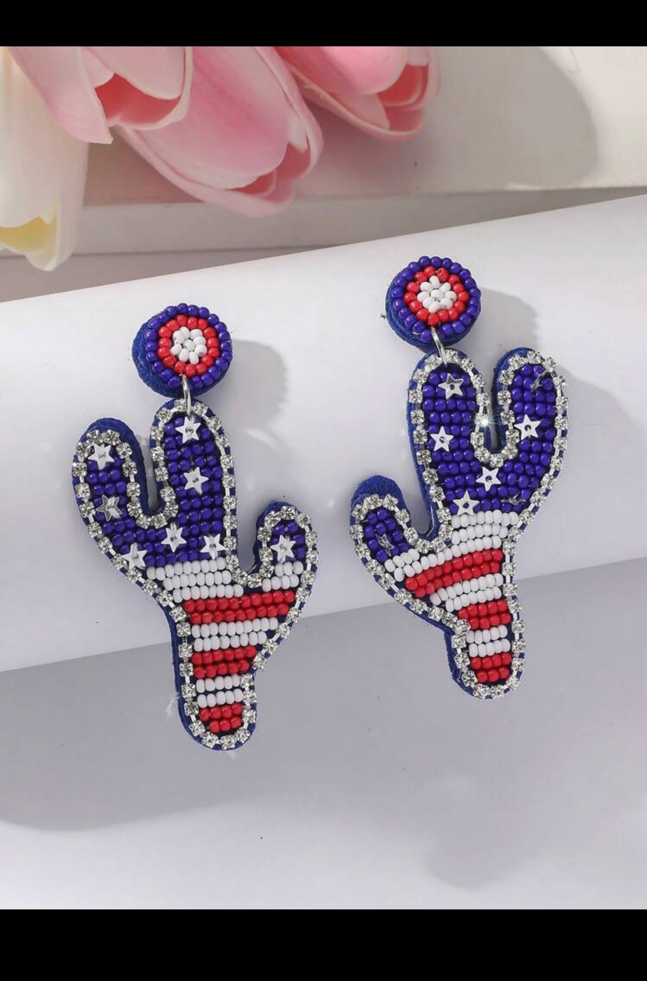 Red White and bue earrings