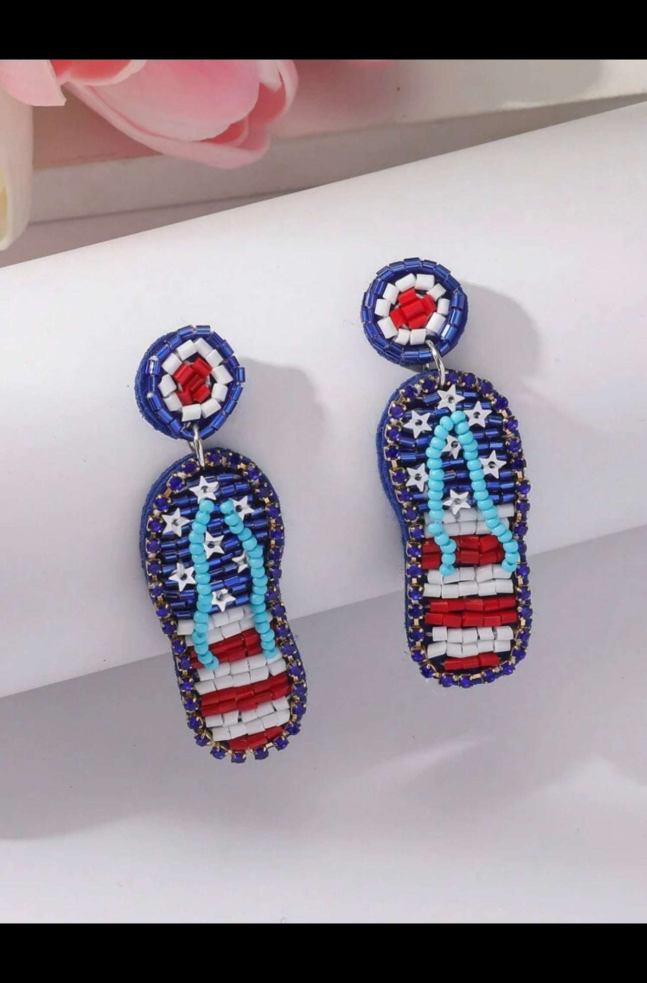 Red White and bue earrings