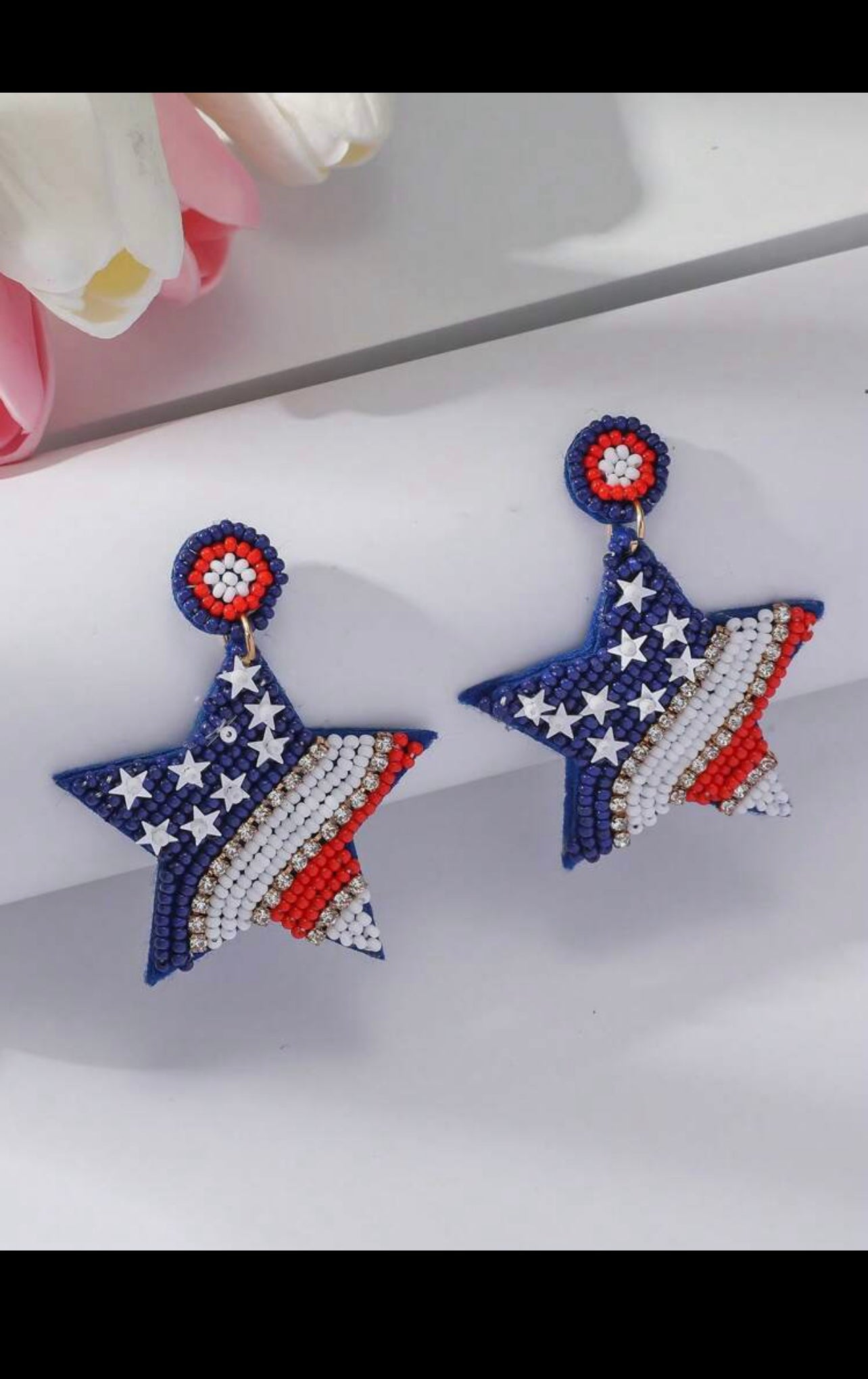 Red White and bue earrings