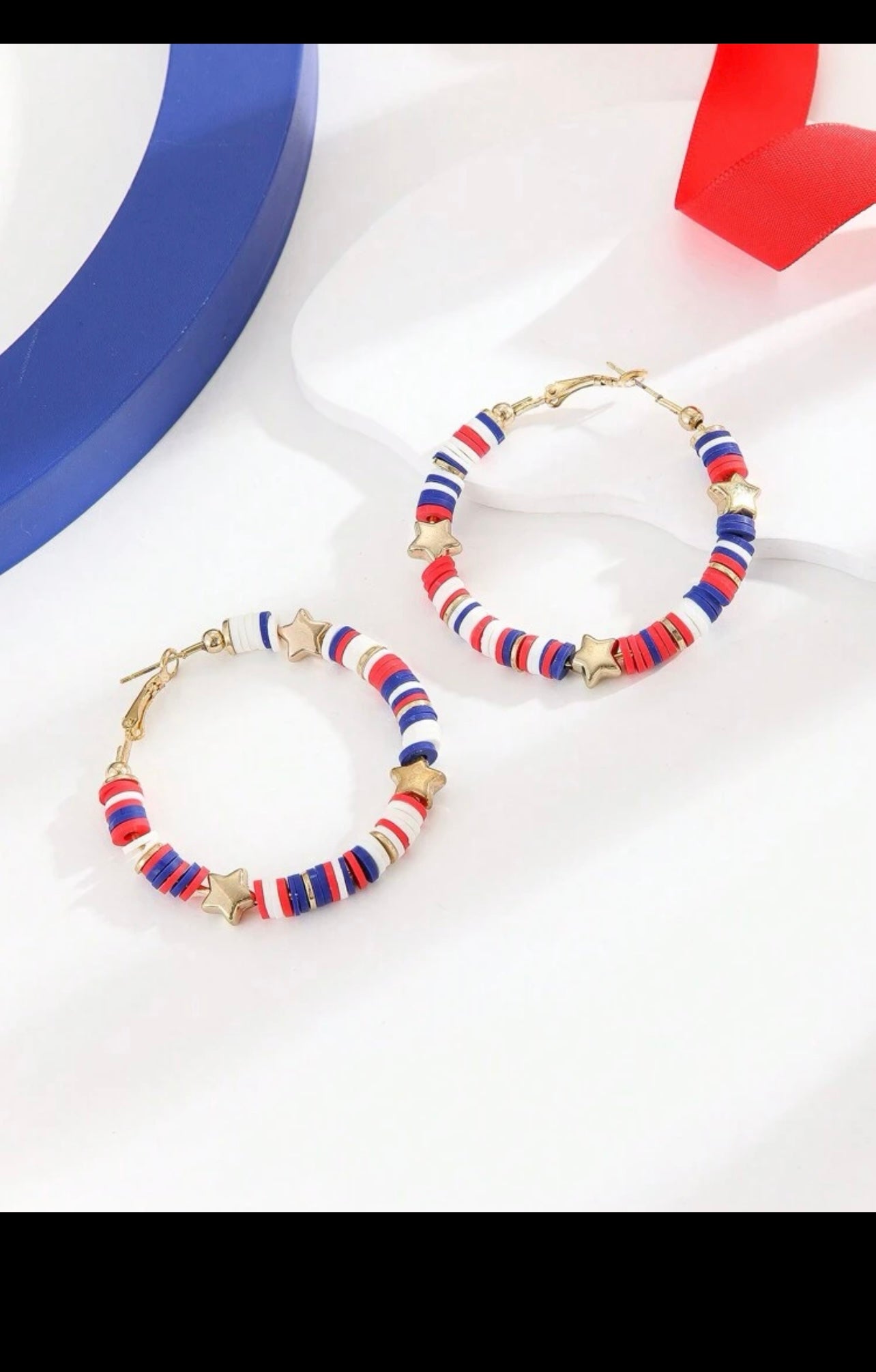 Red White and bue earrings