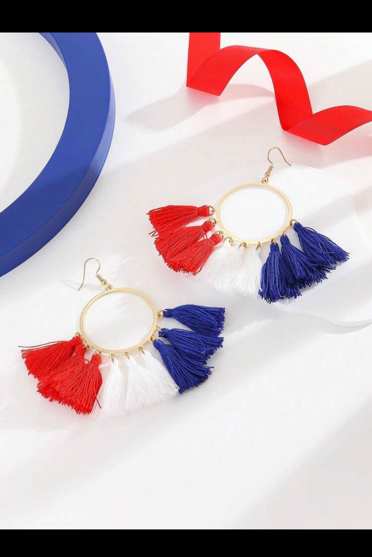 Red White and bue earrings