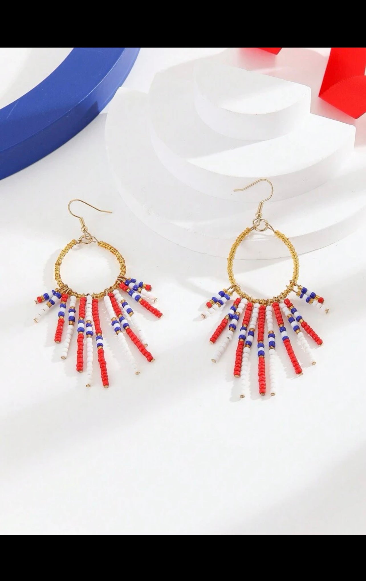 Red White and bue earrings