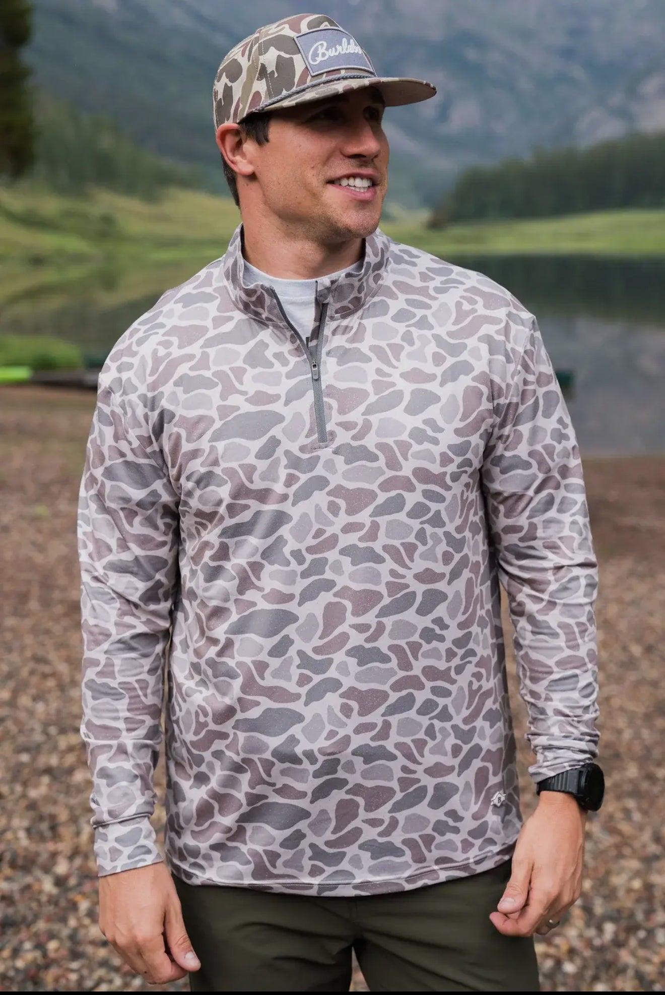 Burlebo Performance Quarter Zip- Classic deer Camo