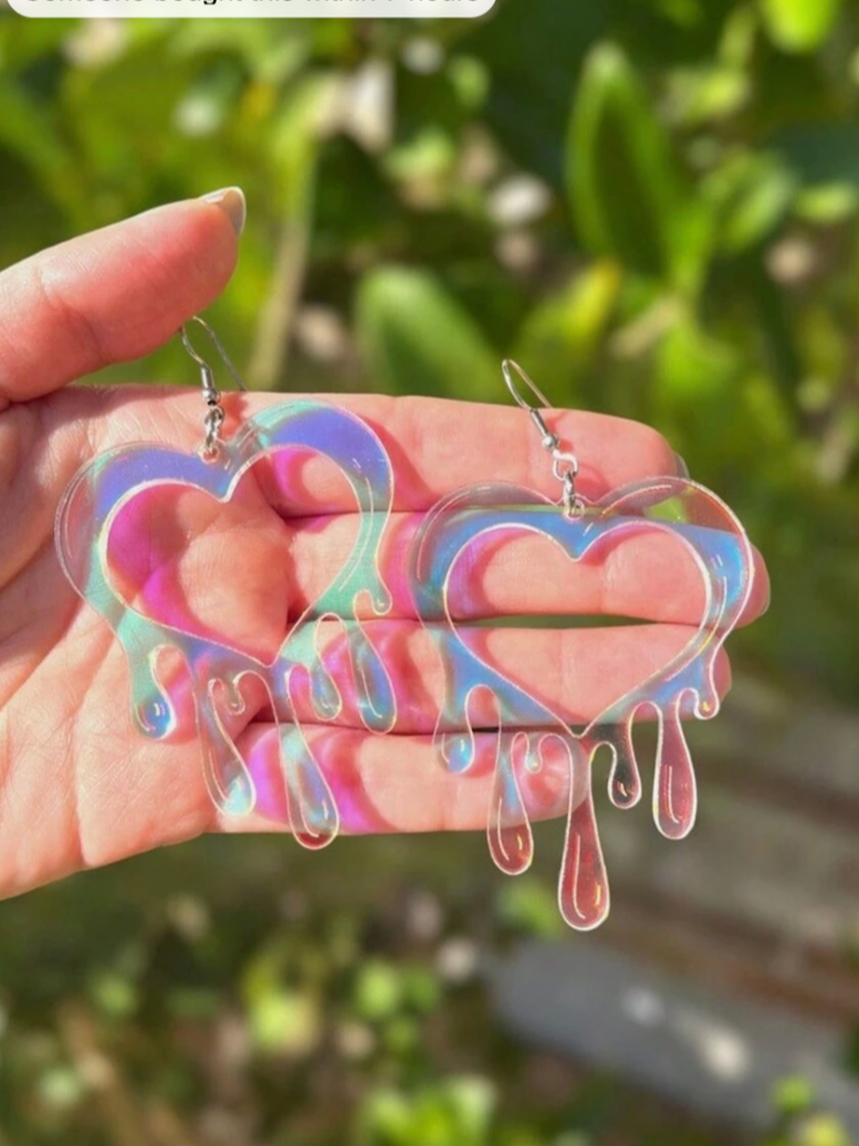 Neon Rainbow Melted Heart Shaped