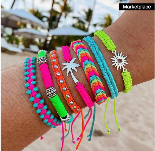 7pcs Hawaiian Style Beach Vacation Bracelet Set