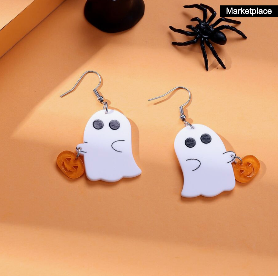 Ghost Pumpkin Halloween Earrings