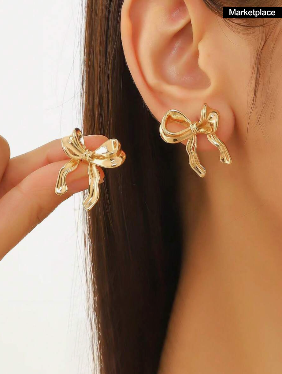 Gold Bow Earrings