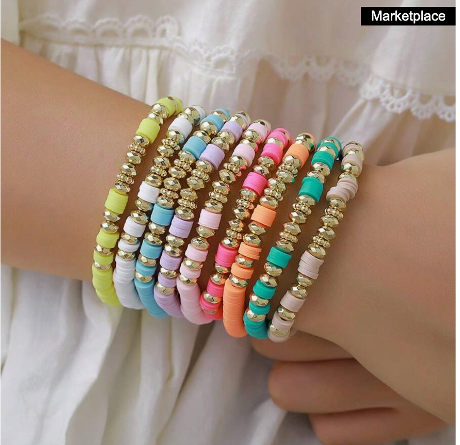 9 pcs Colorful Beaded Bracelet Set