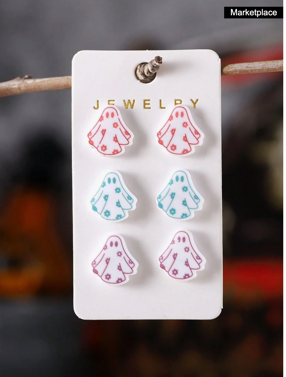 3 set Flower Ghost Studs