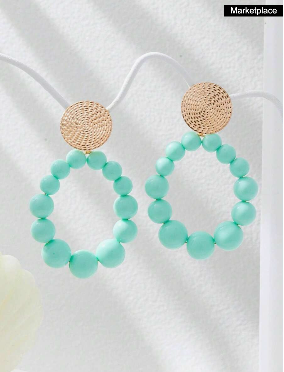 Candy-Colored Beaded Pendant Earrings