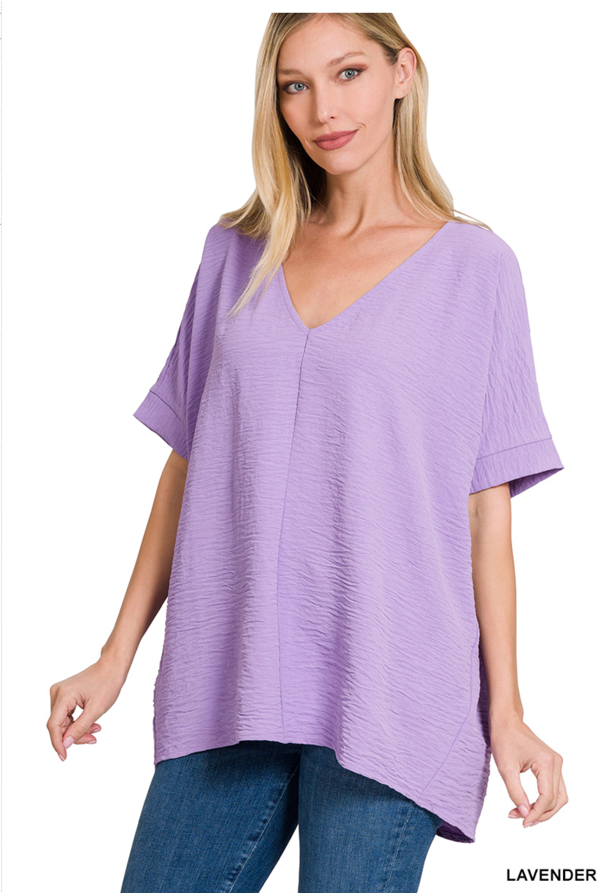 Zenana Woven airflow v-neck