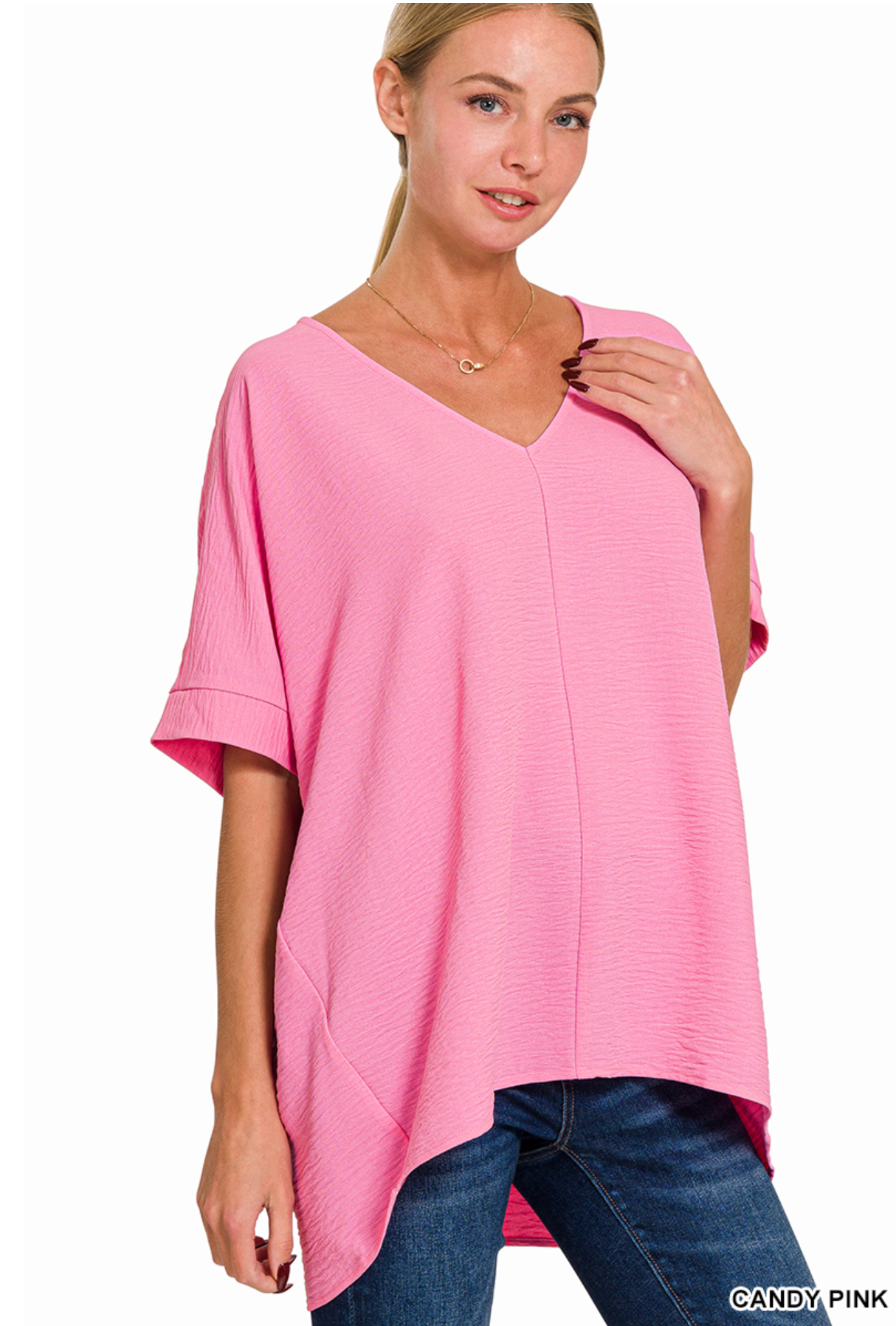 Zenana Woven airflow v-neck