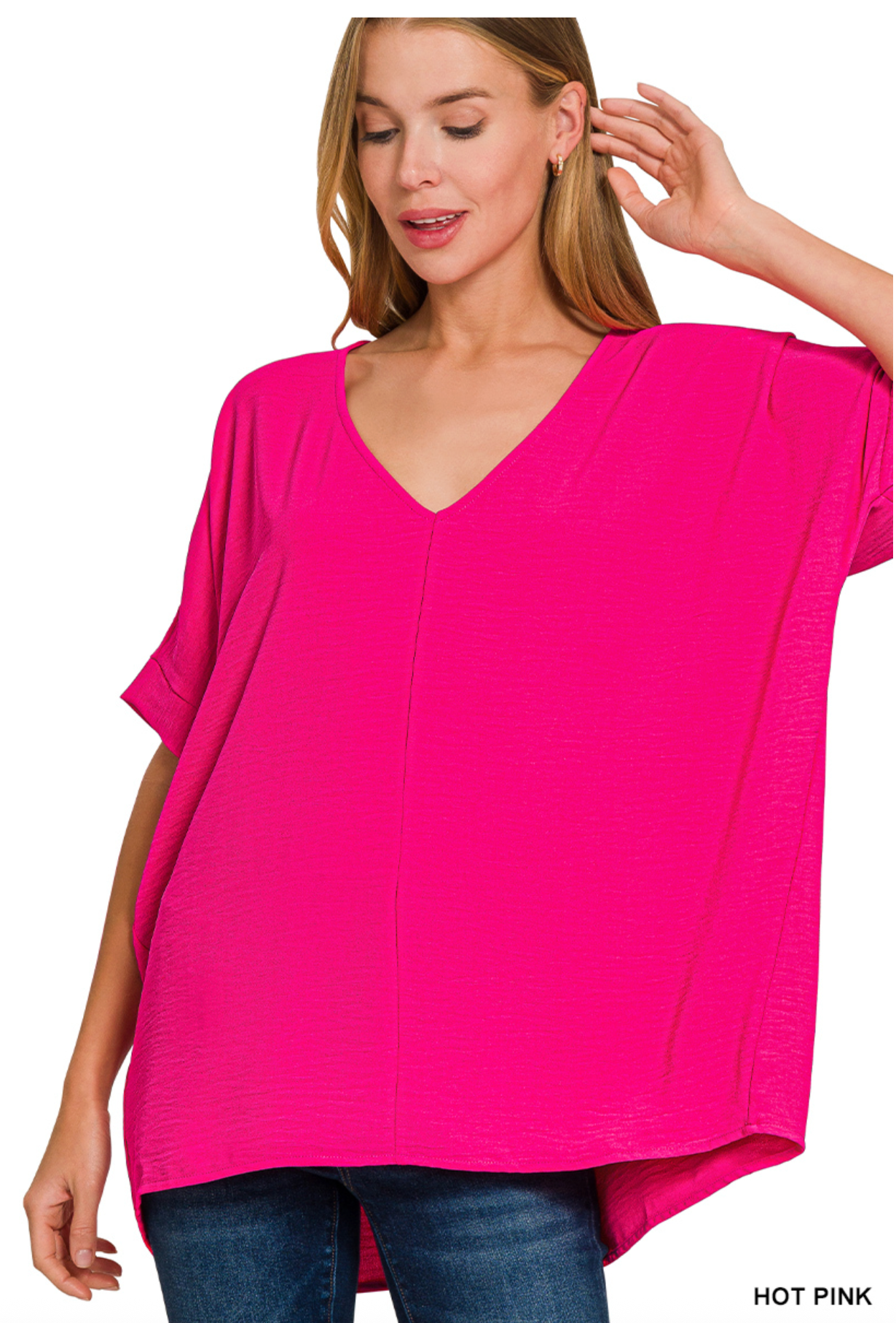 Zenana Woven airflow v-neck